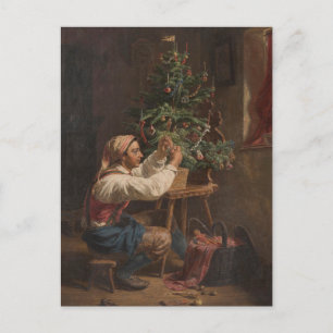 飾クリスマス・ツリーのヴィンテージ絵画の シーズンポストカード