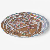 飾ジンガーブレッドハウスハッピーホリデーパーティー ペーパープレート (アングル)