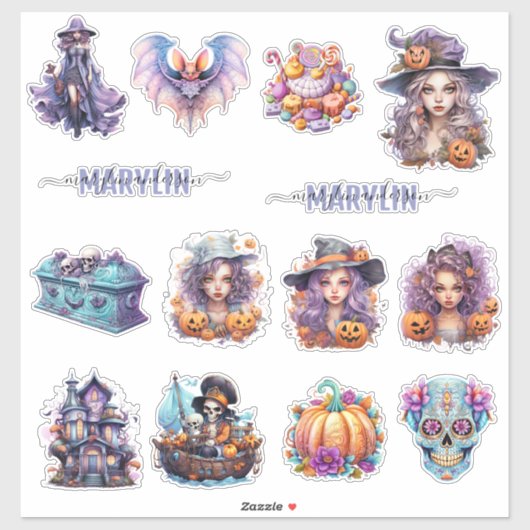 飾ハローウィンパーティと名前をカスタムする シール (シート)