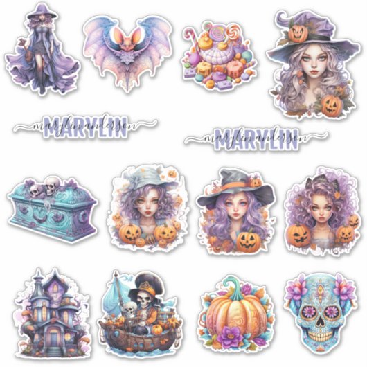 飾ハローウィンパーティと名前をカスタムする シール (正面)