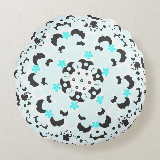 飾パターン（の模様が）あるり枕 ラウンドクッション (正面)