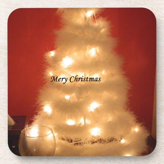 飾ホワイトクリスマスツリーコレクション コースター (正面)