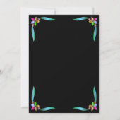 飾モダンり光沢のある黒シックなフローラ結婚ズ 招待状 (裏面)