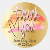 飾モダンり台本ベビーシャワーありがとう ラウンドシール (正面)