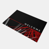 飾モダンり黒と赤のウェルカムフォーマット ドアマット (アングル)