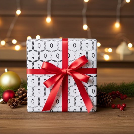 飾モノグラムの枠 ラッピングペーパー