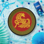 飾中国のり年始の馬 ペーパープレート (パーティー)