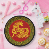 飾中国のり年始の馬 ペーパープレート (パーティー)