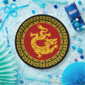 飾中国のり新年ドラゴン ペーパープレート (パーティー)