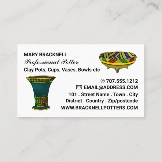 飾壺、鉢と壺、陶器店、陶芸家 名刺 (裏面)