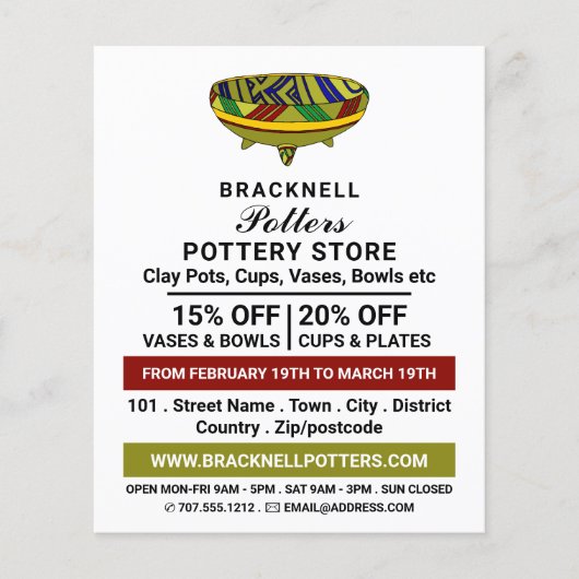 飾椀、陶器店、陶芸家の広告 チラシ (正面)