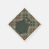 飾穴居型フクロウ黄金色のアーストーン スタンダードカクテルナプキン (角)