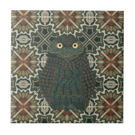 飾穴居型フクロウ黄金色のアーストーン タイル