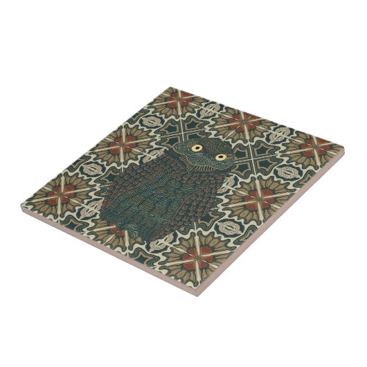 飾穴居型フクロウ黄金色のアーストーン タイル (側面)