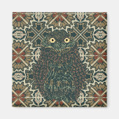 飾穴居型フクロウ黄金色のアーストーン マグネット (正面)