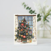 飾窓のクリスマスツリー、ヴィンテージ ポストカード (スタンド正面)