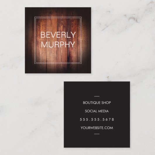 飾素朴り付き木材 スクエア名刺 (正面/裏面)