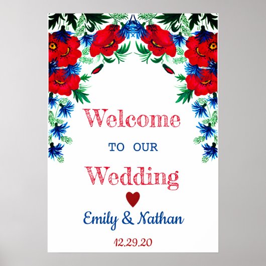 飾素朴フローラ縁ど婚宴サイン ポスター (正面)