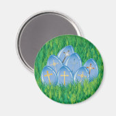 飾草の上の青いイースター卵 マグネット (正面/裏面)