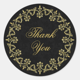 飾華美り金ゴールドサークル黒ありがとう ラウンドシール