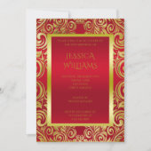 飾金ゴールドスワーズ&ルビーレッド誕生日パーティー 招待状 (正面)