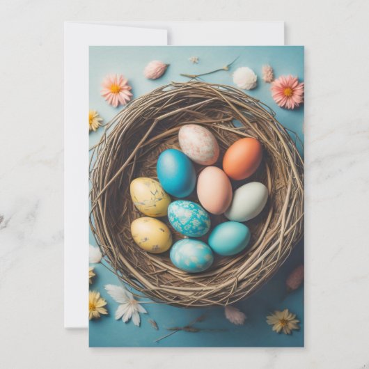 飾鮮やかり卵を入れたイースターバスケット シーズンカード (正面)