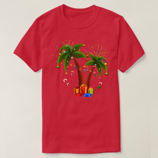 飾Christmas Palm Tree熱帯クリスマスココナウ Tシャツ (デザイン正面)