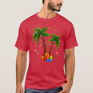 飾Christmas Palm Tree熱帯クリスマスココナウ Tシャツ