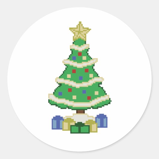 飾Christmas Tree 8bit Video GameスタイルCla ラウンドシール (正面)