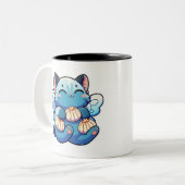 餃子が入ったかわいい妖精の猫 ツートーンマグカップ (正面左)