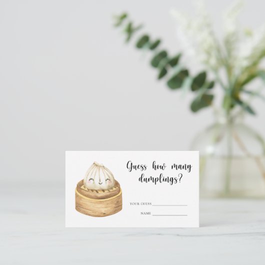 餃子の赤ちゃんシャワー – 餃子の数を推測？ エンクロージャーカード (スタンド正面)