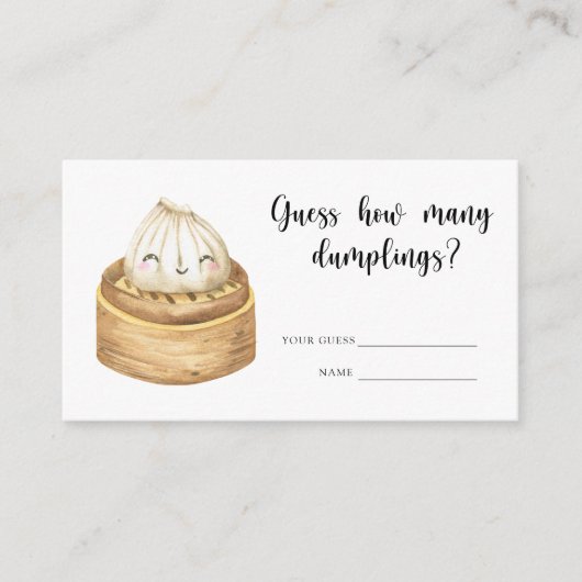 餃子の赤ちゃんシャワー – 餃子の数を推測? エンクロージャーカード (正面)