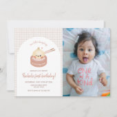 餃子誕生日フォト招待状、薄暗い合計パーティー 招待状 (正面)