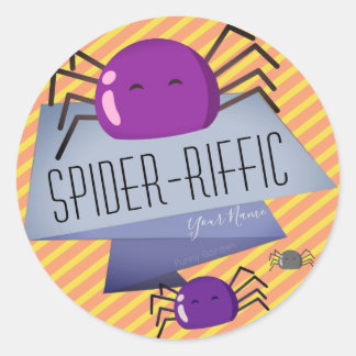 餅ハロウィーン – おもしろい紫スパイダースパイダーのフィック ラウンドシール
