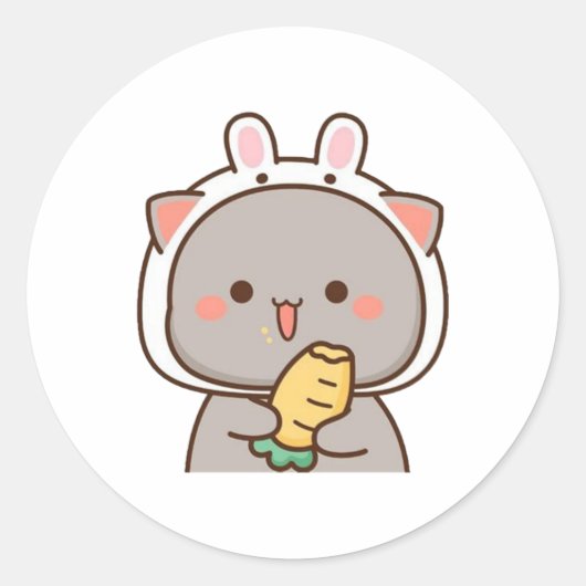 餅パンダ熊がお昼を楽しむ ラウンドシール (正面)