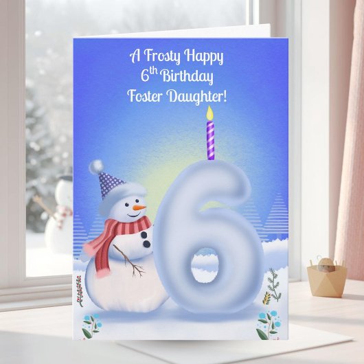 養女 6歳の誕生日 雪だるま 雪景色 カード