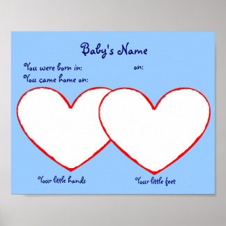 養子ブルーの足プリントポスター ポスター