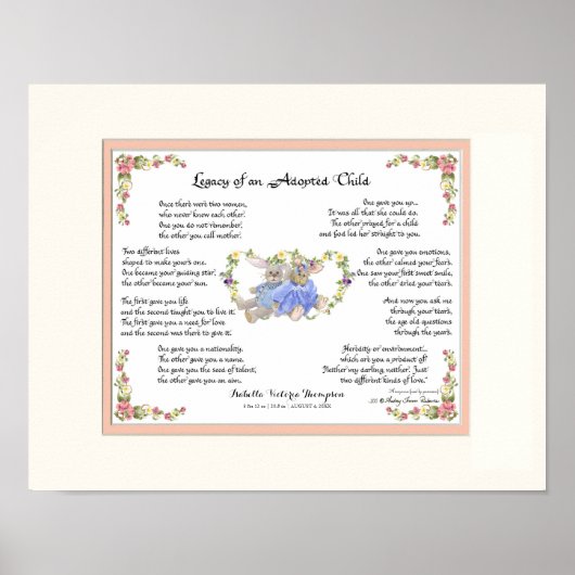 養子手書跡ピンク ポスター (正面)