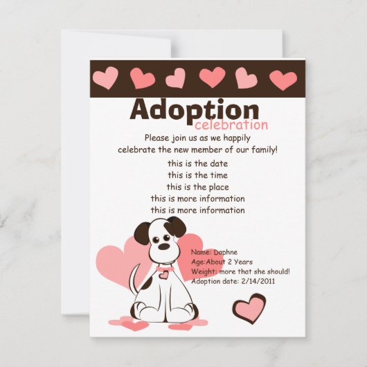 養子犬をダフン 招待状 (正面)