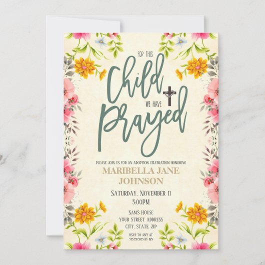 養子縁組おめでとうのご案内 招待状 (正面)