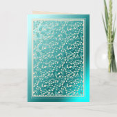 養子縁組おめでとうダマスクティール（緑がかった色）カード サンキューカード (裏面)