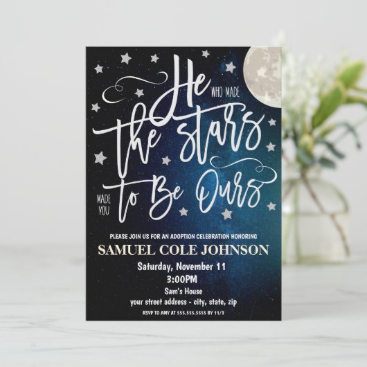 養子縁組おめでとうパーティーのご案内 招待状 (スタンド正面)