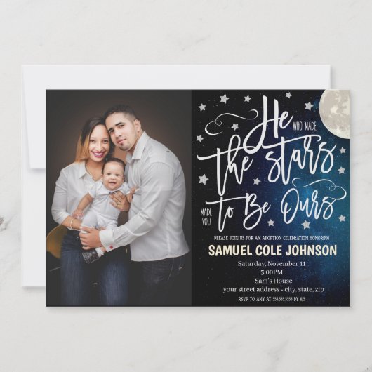 養子縁組のお祝いへの招待 招待状 (正面)