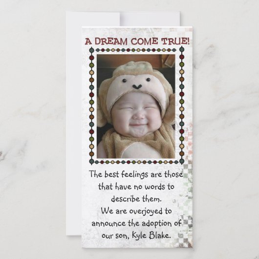 養子縁組の写真カード 案内状 (正面)