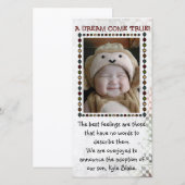 養子縁組の写真カード 案内状 (正面/裏面)