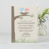 養子縁組の告知ベビー鳥の巣 招待状 (スタンド正面)