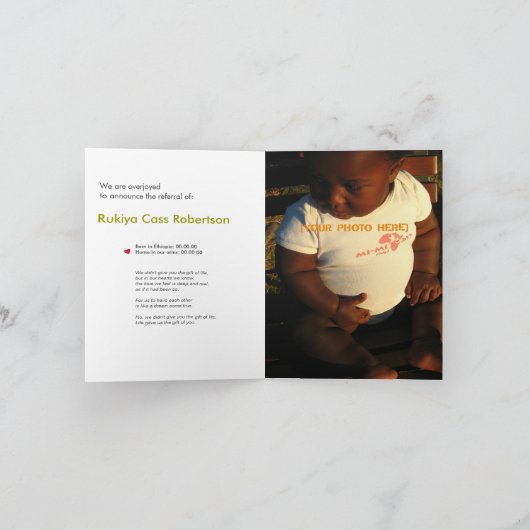 養子縁組の日 案内状 (内部)