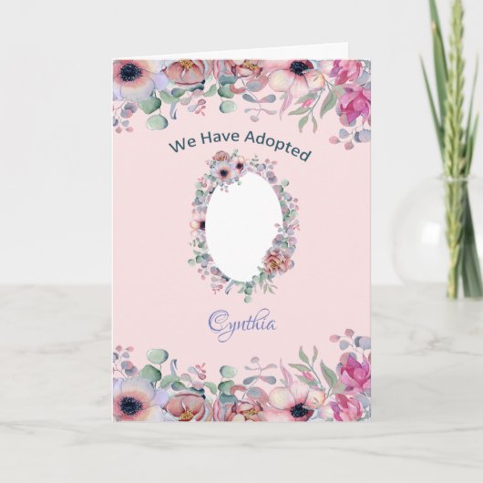 養子縁組カードに写真を追加新しい娘 カード (正面)