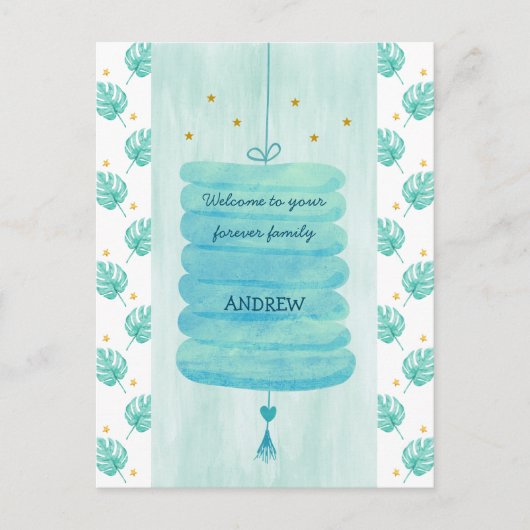 養子縁組カードブルー – 永遠の家族の悲しみ ポストカード (正面)