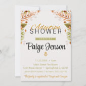 養子縁組シャワーグリーンと茶色の植物学 招待状 (正面)